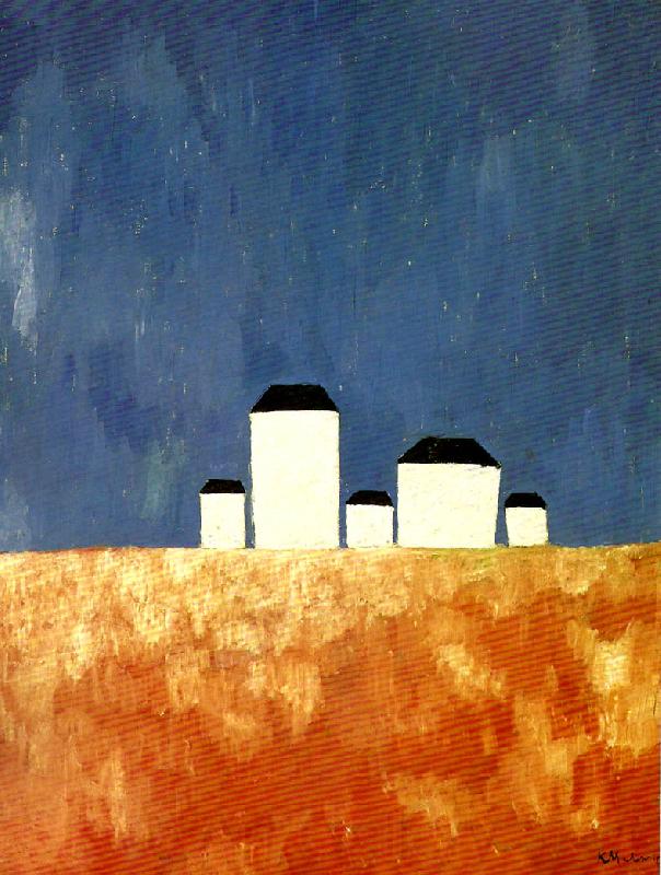 Kazimir Malevich landscape with five houses Norge oil painting art